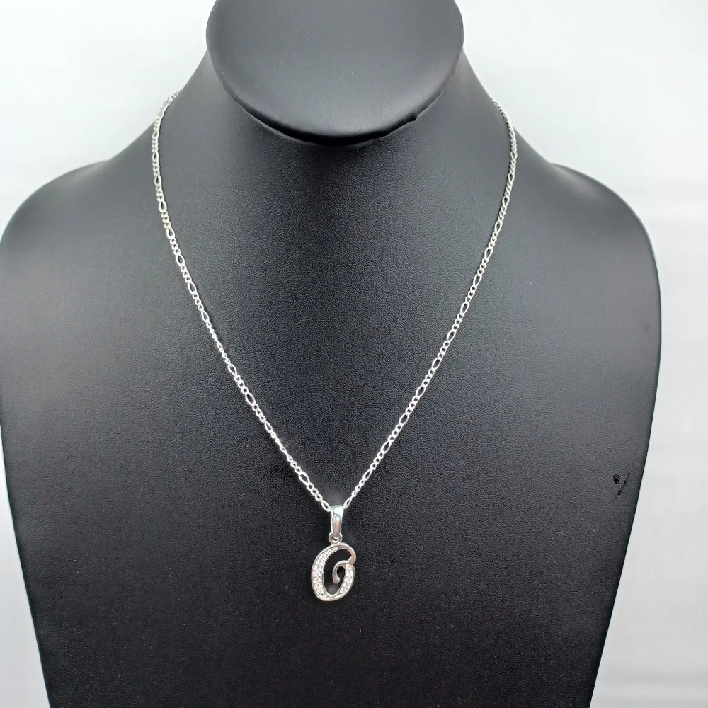 925 sterling silver alphabet letter O pendant‎ necklace